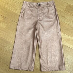 Anthropologie/Maeve Metallic Blush Cropped Wide-Leg Pants